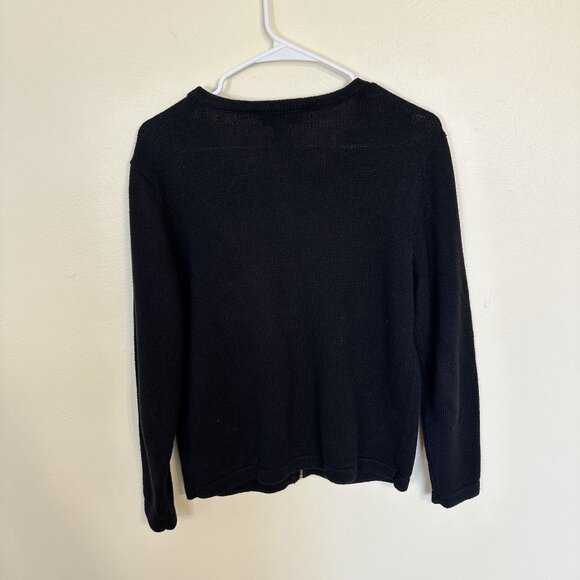 Bechamel Petites Womens Holiday Sweater Cardigan PM Black Christmas Tree Zip Up - Picture 3 of 5